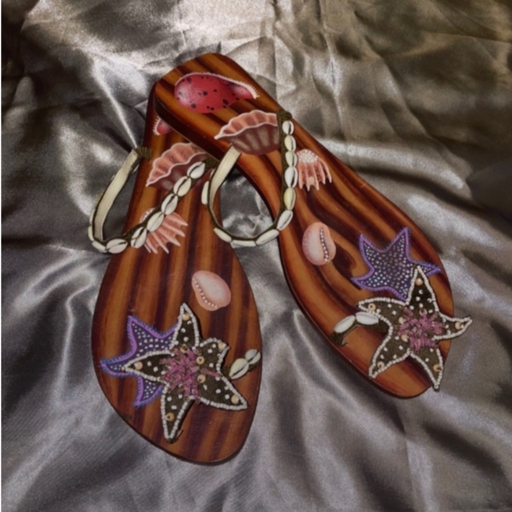 Women’s Jargon Seashell Starfish Leather Size 10 Beach